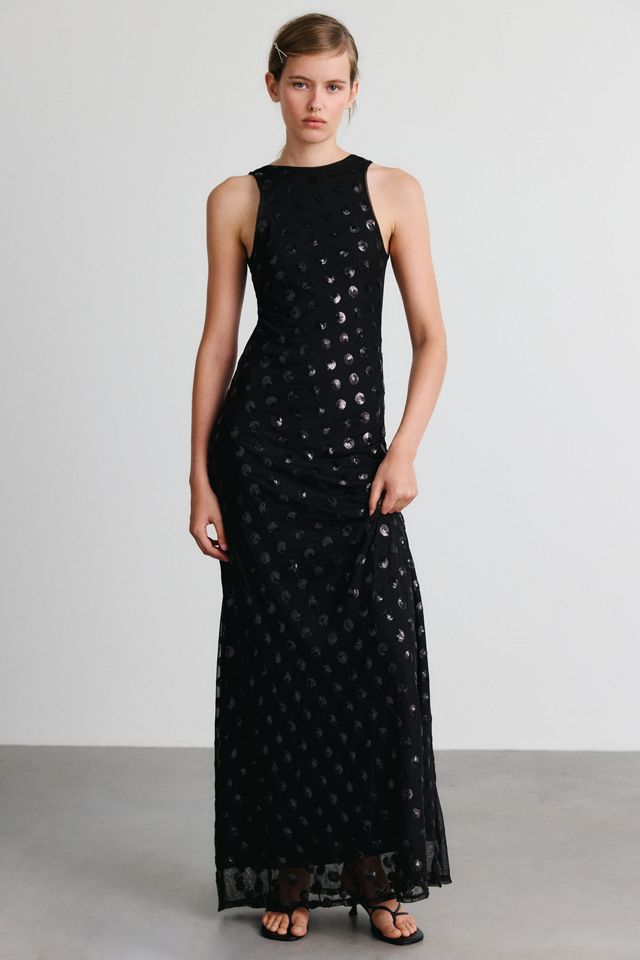 AFRM Berto Sequin Polka Dot Mesh Maxi Dress #1