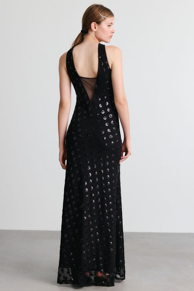 AFRM Berto Sequin Polka Dot Mesh Maxi Dress #3