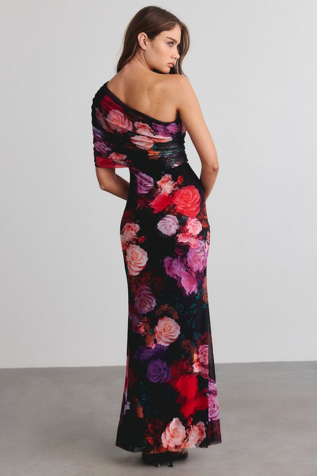AFRM Mirabel Ruched One-Shoulder Mesh Maxi Dress #2