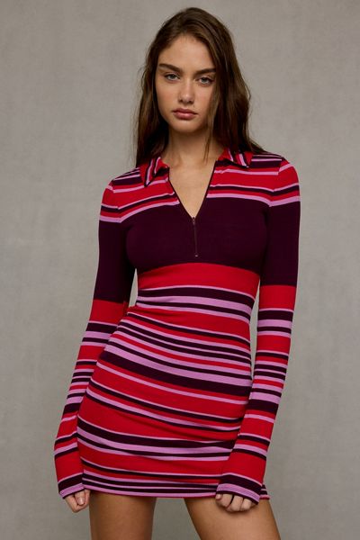 AFRM Gilmore Cozy Rib Long Sleeve Polo Mini Dress