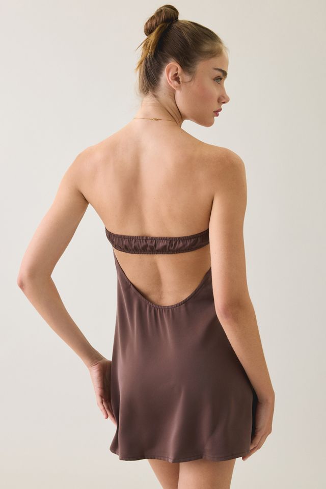 Motel Sakya Lace Trim Satin Strapless Mini Dress #1