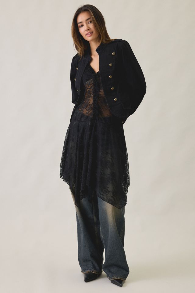 Motel Moselle Sheer Lace Hanky Hem Midi Dress #1