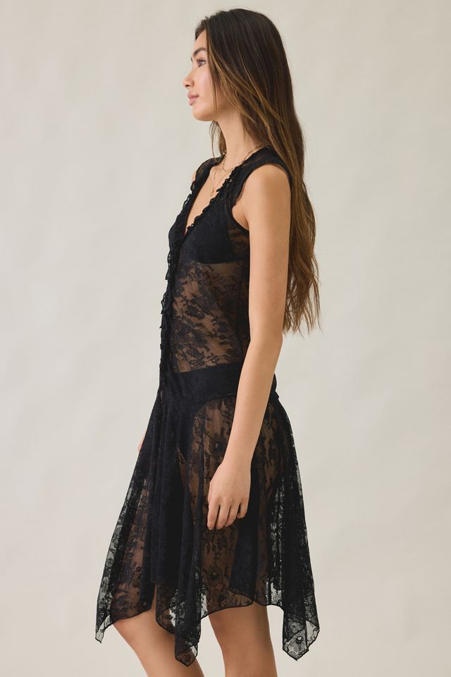Motel Moselle Sheer Lace Hanky Hem Midi Dress #3