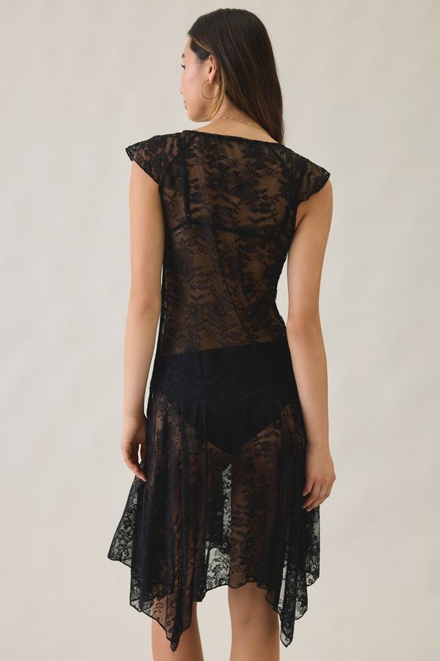 Motel Moselle Sheer Lace Hanky Hem Midi Dress #4