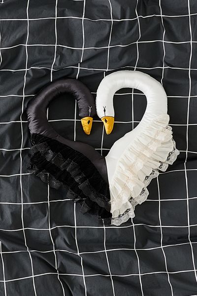Swan Lake Ruffled Satin Throw Pillow