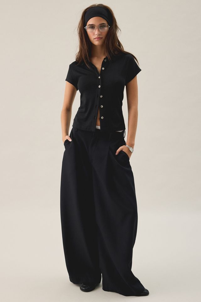 Kimchi Blue Dakota Pointelle Knit Short Sleeve Polo Top #2