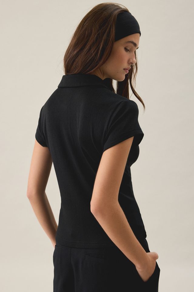Kimchi Blue Dakota Pointelle Knit Short Sleeve Polo Top #3