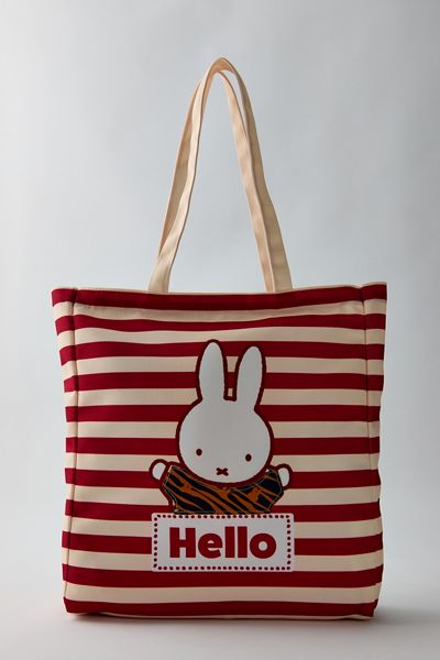 Miffy UO Exclusive Maroon Muse Striped Tote Bag