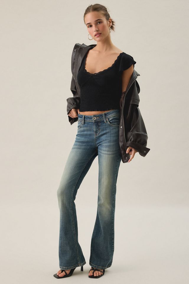 Kimchi Blue Only You Flutter Sleeve Lace Trim Pointelle Tee #1