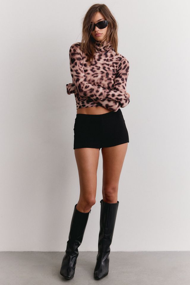AFRM Zadie Warm Leopard Mesh Long Sleeve Top #1