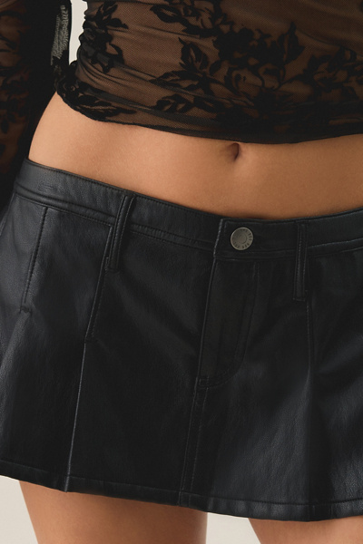BDG Bad Influence Faux Leather Pleated Low-Rise Mini Skort