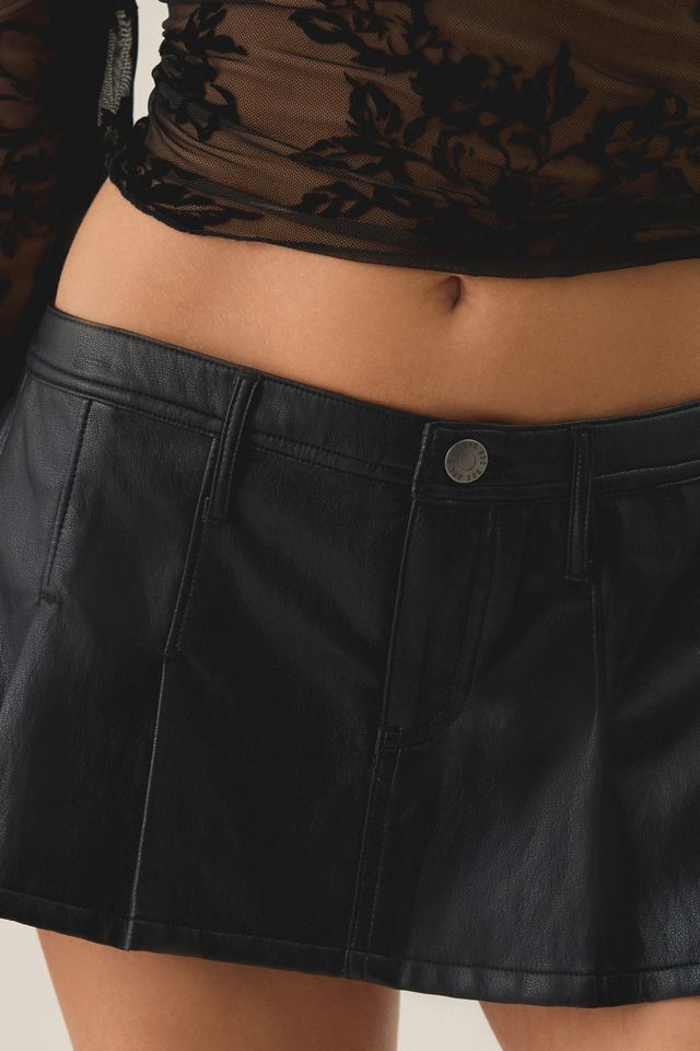 BDG Bad Influence Faux Leather Pleated Low-Rise Mini Skort #2