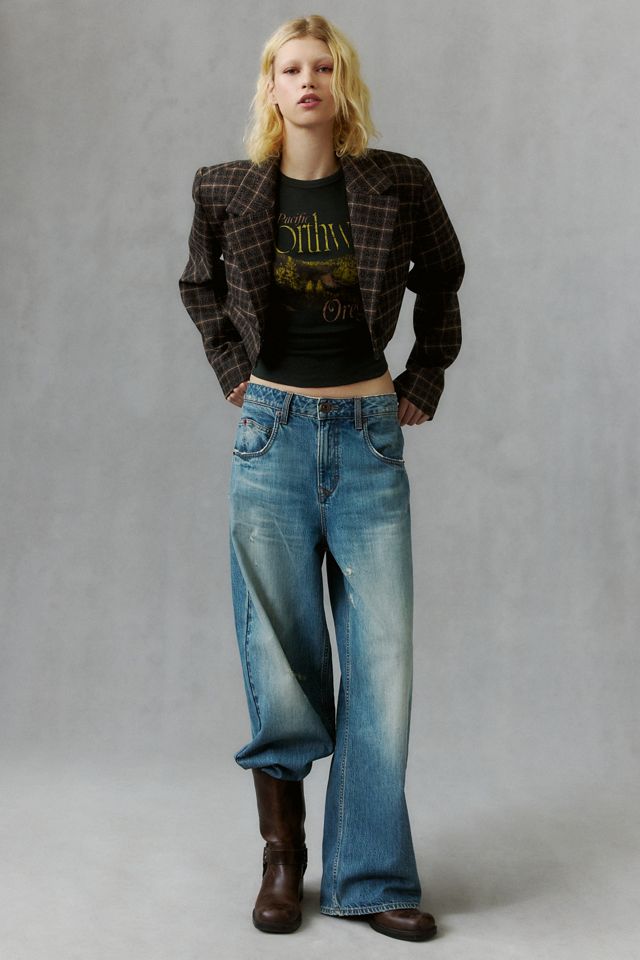 AFRM Petra Plaid Wool Blend Cropped Blazer #1