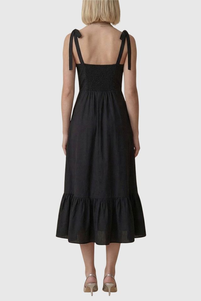 Modenaire Sweetheart Neck Tie Straps Maxi Dress #1