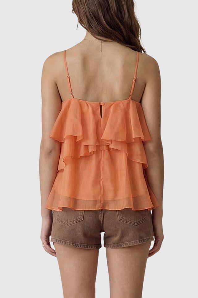 Modenaire Halter Floral Applique Ruffle Top #1