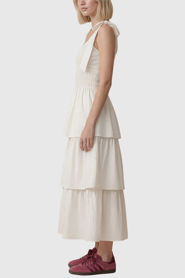Modenaire Tiered Smocked Bow-Tie Shoulder Midi Dress #2