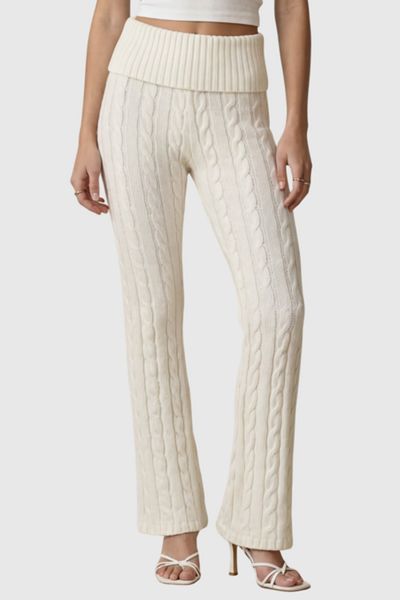 Modenaire Cable Ribbed Waistband Pull On Pants