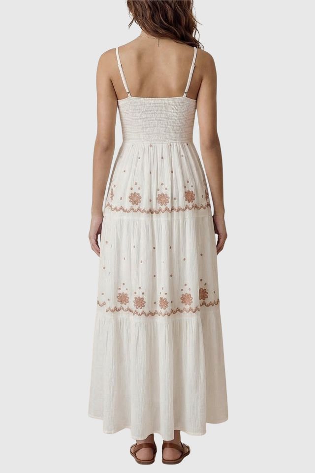 Modenaire Sleeveless Delicate Lace Trim Embroidered Maxi Dress #1