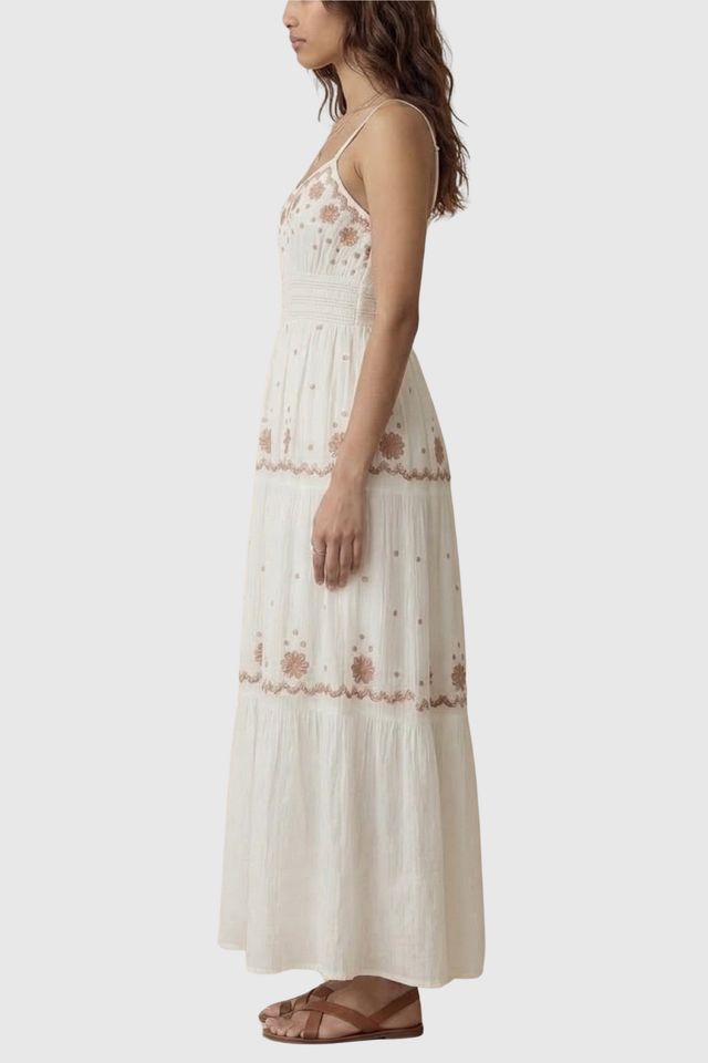 Modenaire Sleeveless Delicate Lace Trim Embroidered Maxi Dress #2