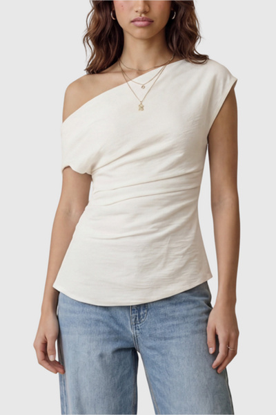Modenaire Asymmetric One Shoulder Draped Top | Urban Outfitters