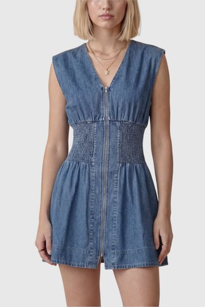 Nocturne Belted Denim Mini Dress | Urban Outfitters