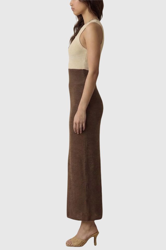Modenaire Two-Tone Sleeveless Contoured Waist Maxi Dress #2