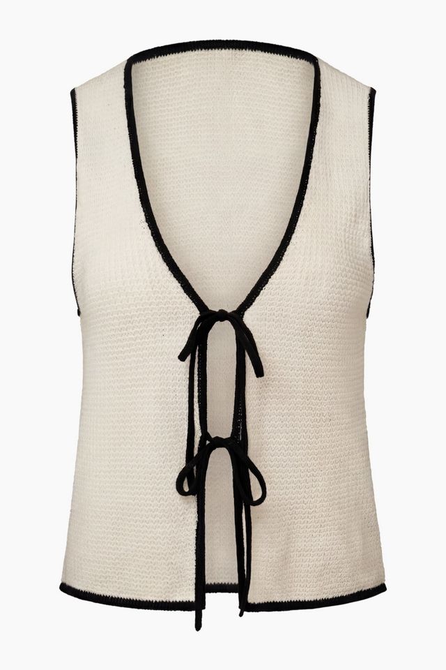 Onia Linen Knit Tie Front Tank Top #1
