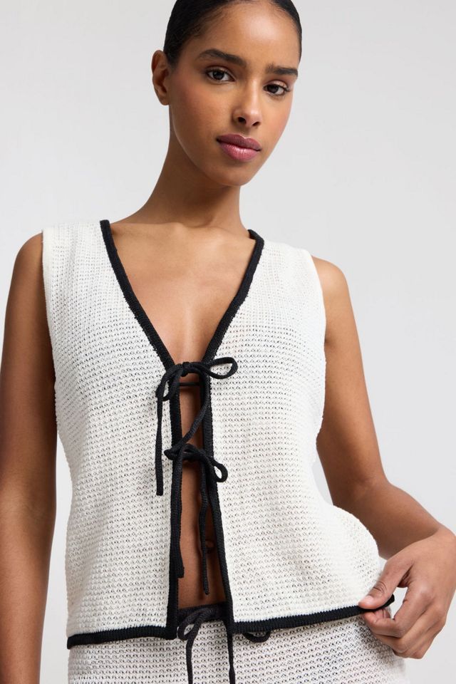 Onia Linen Knit Tie Front Tank Top #3
