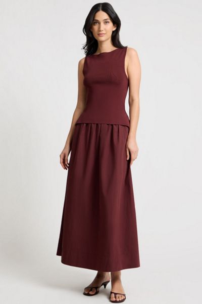 burgundy dress urban outfitters Urban Outfitters Burgundy Chunky Knit Sleeveless Turtleneck Dress – SilkRoll main image 1
