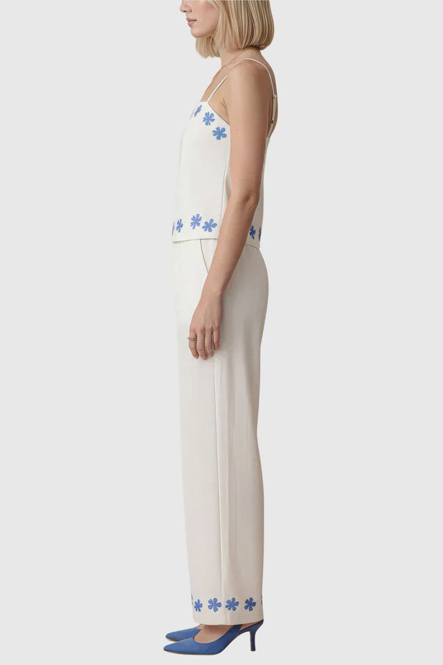 Modenaire Floral Embroidered Two-Piece Set with Camisole and Wide-Leg Pants #2