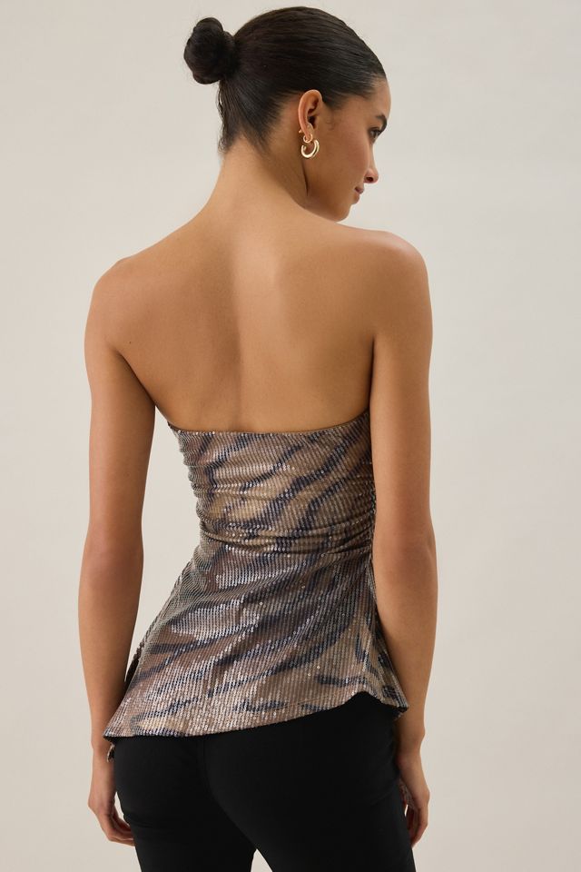 UO Afterparty Studded Asymmetric Side-Slit Tube Top #3