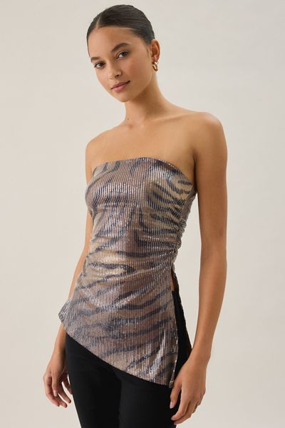 UO Afterparty Studded Asymmetric Side-Slit Tube Top