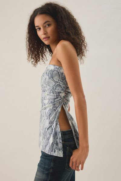 UO Afterparty Studded Asymmetric Side-Slit Tube Top