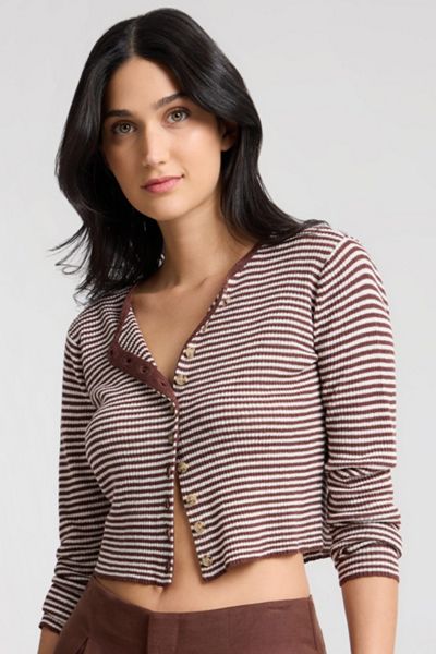 Onia Linen Rib Striped Cardigan