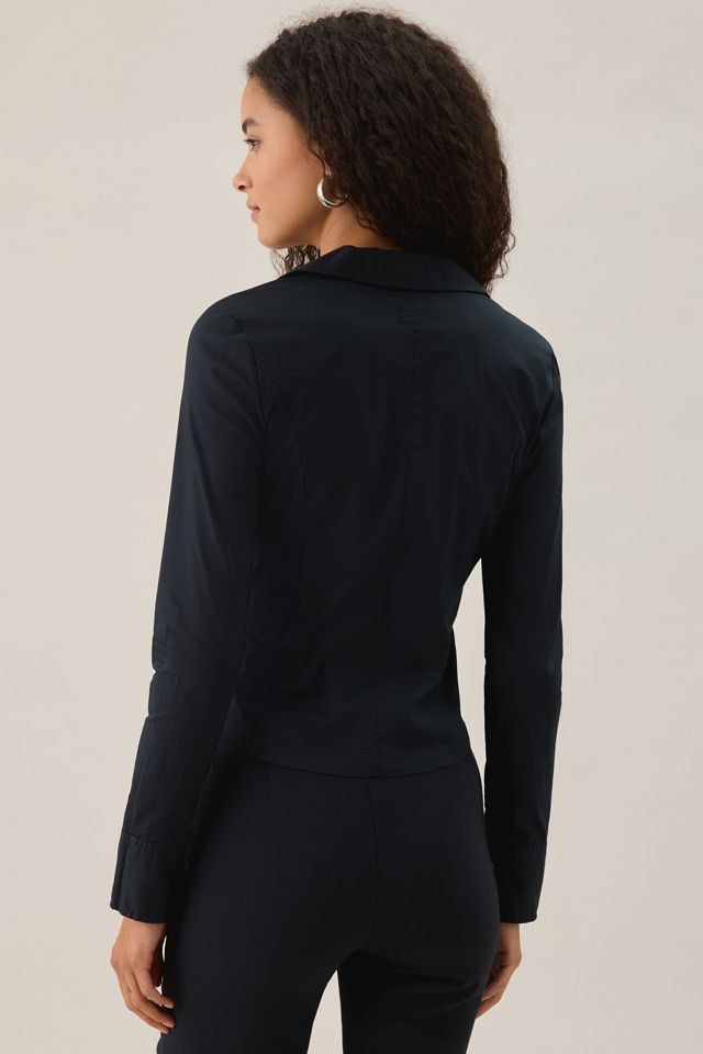 BDG Vix Asymmetric Ruffle Button-Down Shirt #3