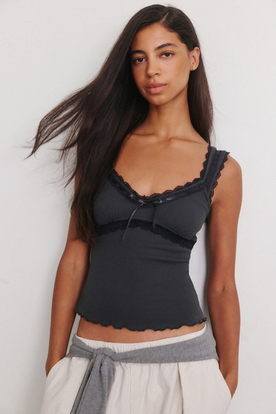 BDG Eliza Ribbon + Lace Trim Tank Top | Urban Outfitters