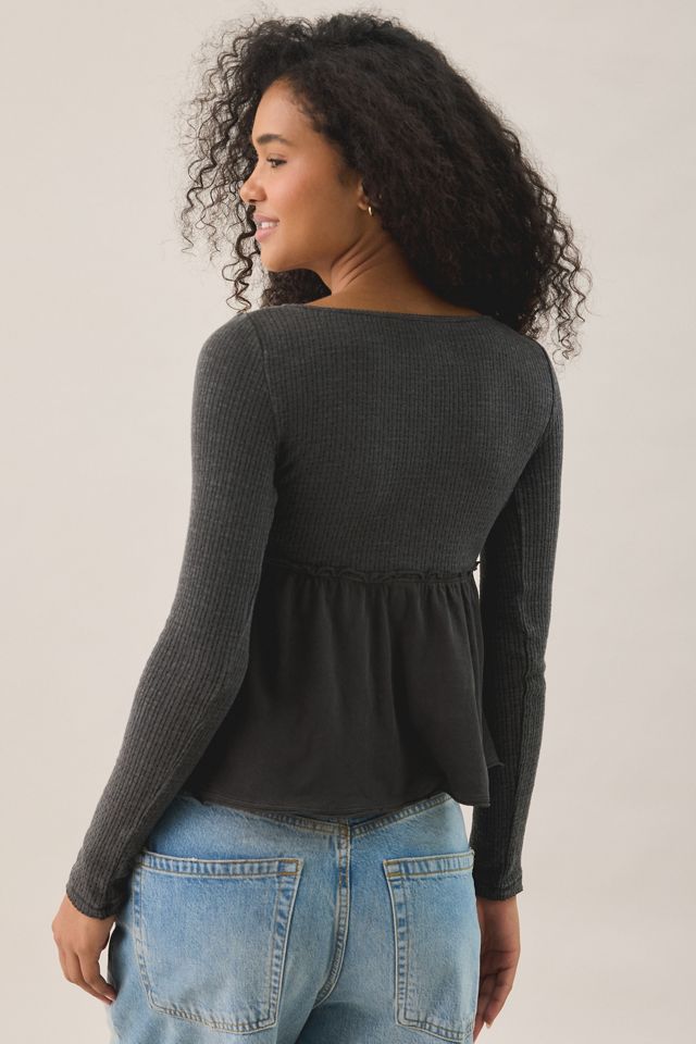 BDG Keepsake Surplice V-Neck Long Sleeve Babydoll Top #3
