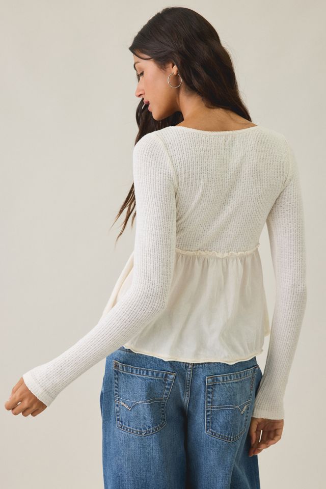 BDG Keepsake Surplice V-Neck Long Sleeve Babydoll Top #2