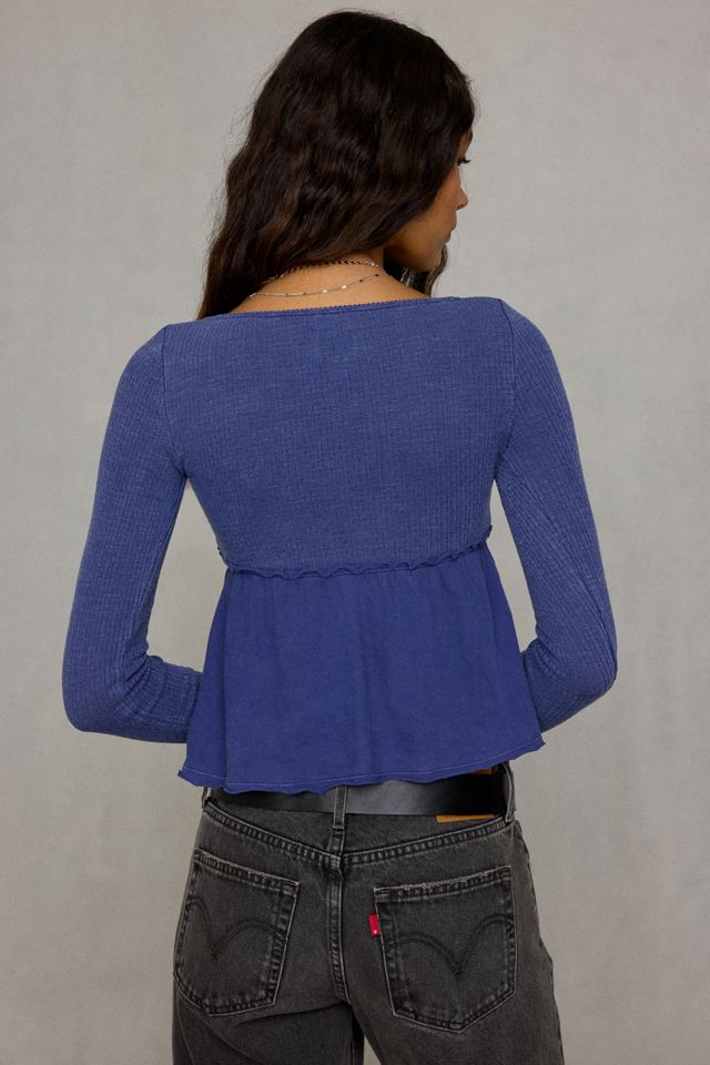 BDG Keepsake Surplice V-Neck Long Sleeve Babydoll Top #4