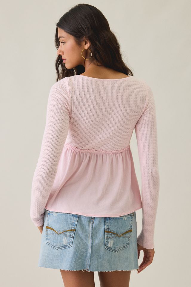 BDG Keepsake Surplice V-Neck Long Sleeve Babydoll Top #2