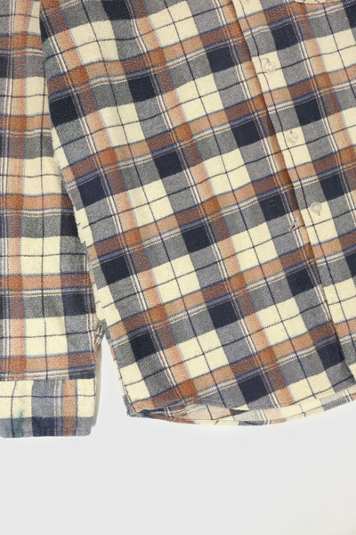 Vintage Frayed Plaid Button-Down Shirt