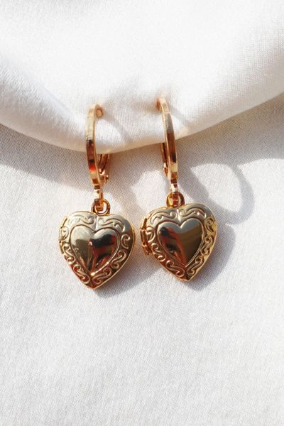 Gemini Jewels Nostalgia Heart Locket Earrings