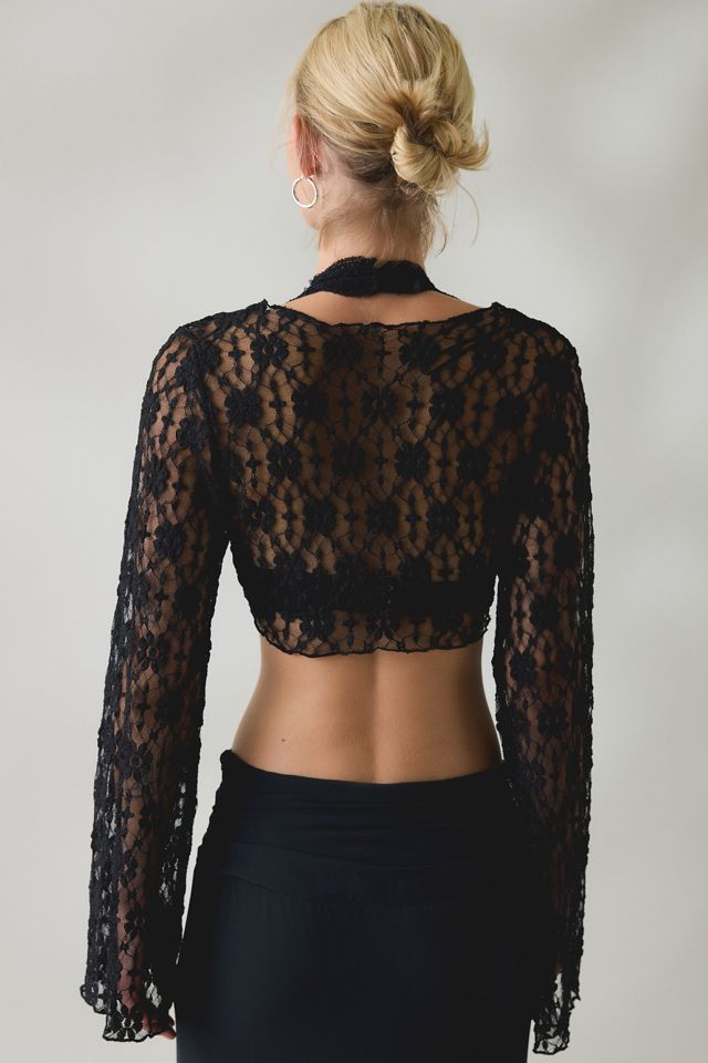 Kimchi Blue Nicki Sheer Lace Tie-Front Bell Sleeve Shrug #1
