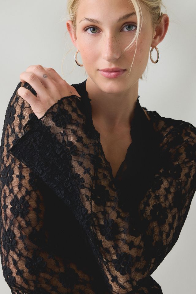 Kimchi Blue Nicki Sheer Lace Tie-Front Bell Sleeve Shrug #4