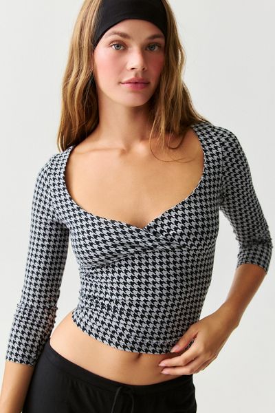 Out From Under Bec Plunging Surplice 3/4 Sleeve Top