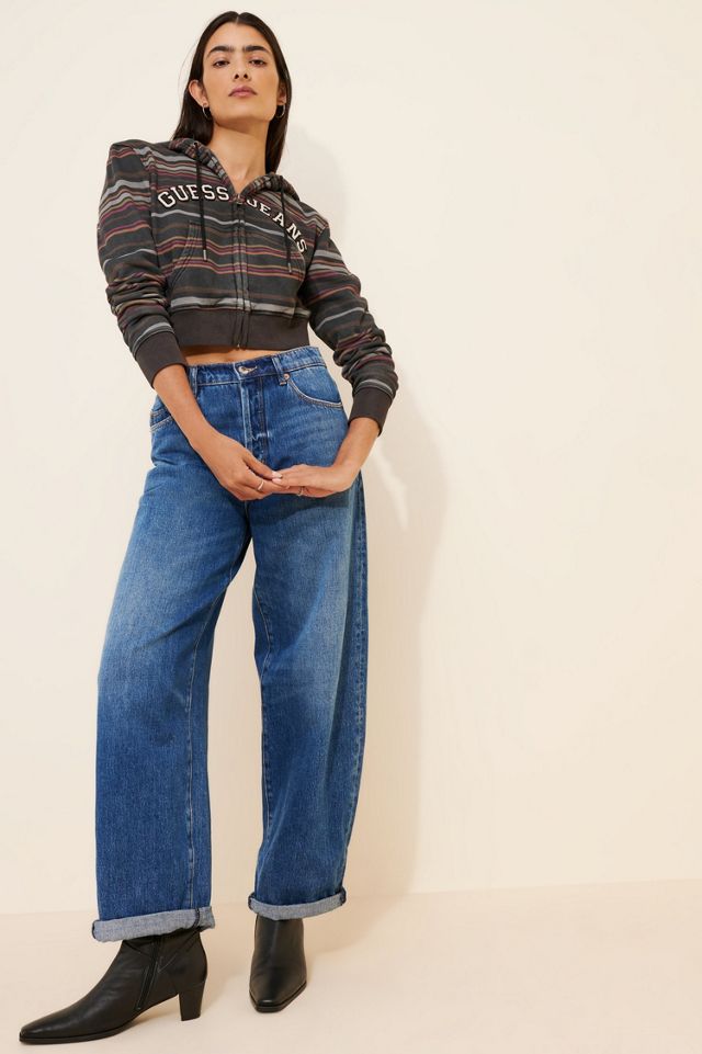 GUESS JEANS Crop Full Zip Stripe Hoodie #3
