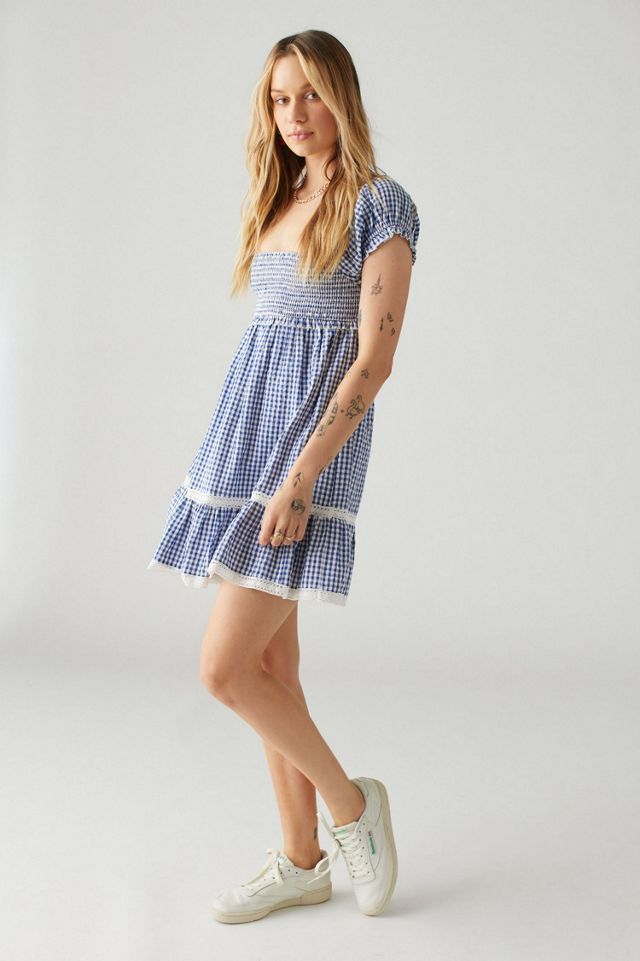 urban outfitters orange gingham dress Urban Outfitters Carousel Asymmetrical
