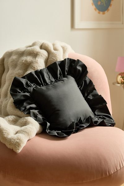Taffeta Ruffle Throw Pillow