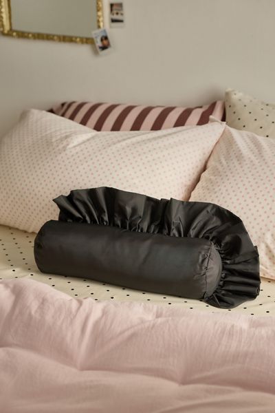 Taffeta Round Ruffle Bolster Pillow