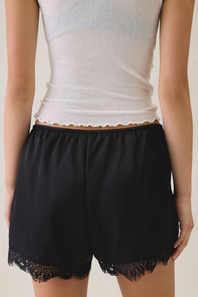 Out From Under Keepsake Satin Lace Trim Mini Shorts #4